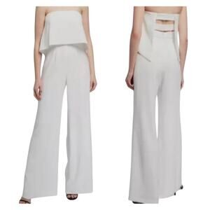 New JAY GODFREY Women's White Strapless Moore Popover Crepe Jumpsuit Size 2